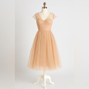 Unique Vintage Dotted Tulle Fit & Flare Dress – XS – Dotted Nude - new